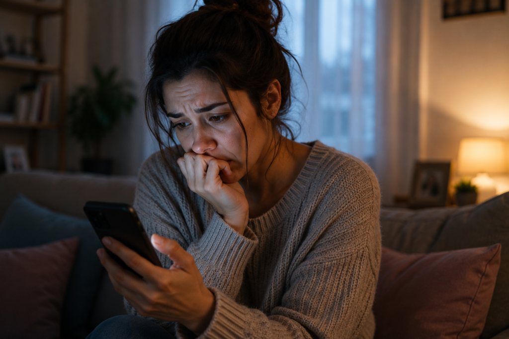 personne regardant son téléphone dans un amour impossible